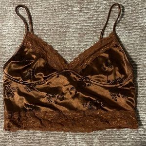 Motel rocks silky lace rose bralette top M